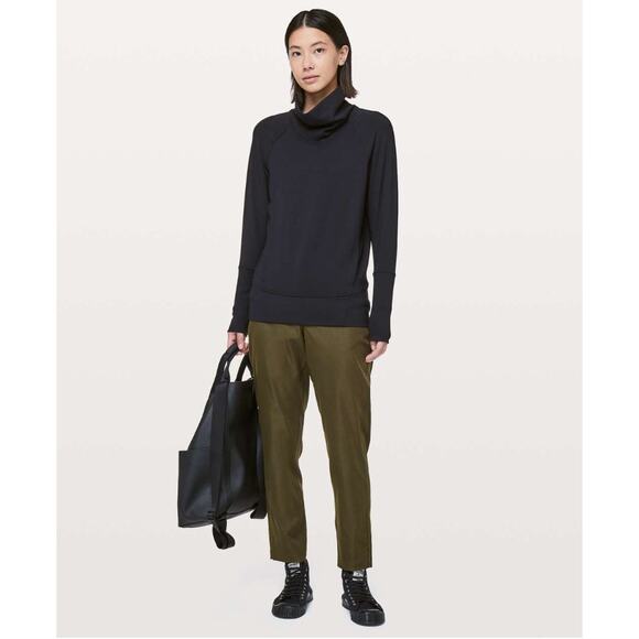 lululemon athletica Sweaters - Lululemon High Lines Pullover Sweatshirt Cowl Neck Pockets Active Gym Black 6